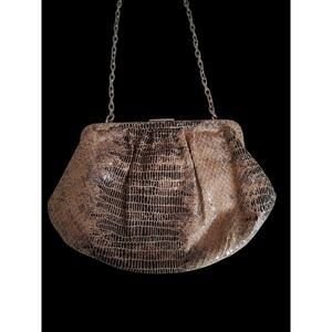Hobo International espresso snake skin shoulder bag handbag w yellow interior